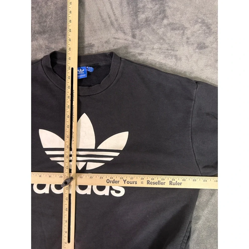 Y2K‎ Adidas Trefoil Logo Pocket Crewneck Classic Sweatshirt Black Size M
